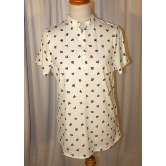 NEW PUMA Women's LARGE MATTR Hibiscus Floral Golf Polo Shirt WHITE - Picture 4 of 7